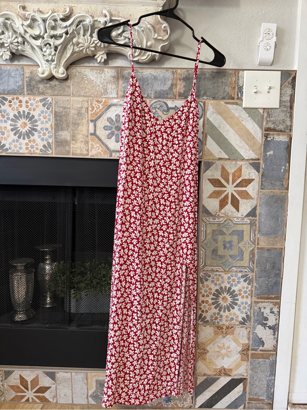 Reformation Red Dress with White Floral Print